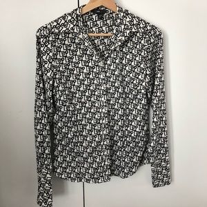 Patterned Silky Button up Top